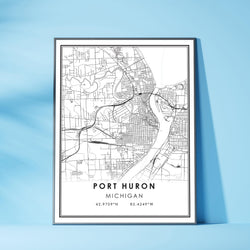 Port Huron, Michigan Modern Map Print 