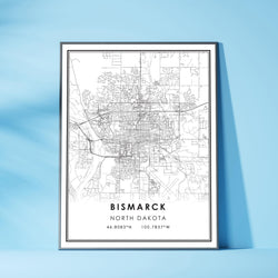 Bismarck, North Dakota Modern Map Print 