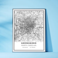 Greensboro, North Carolina Modern Map Print 