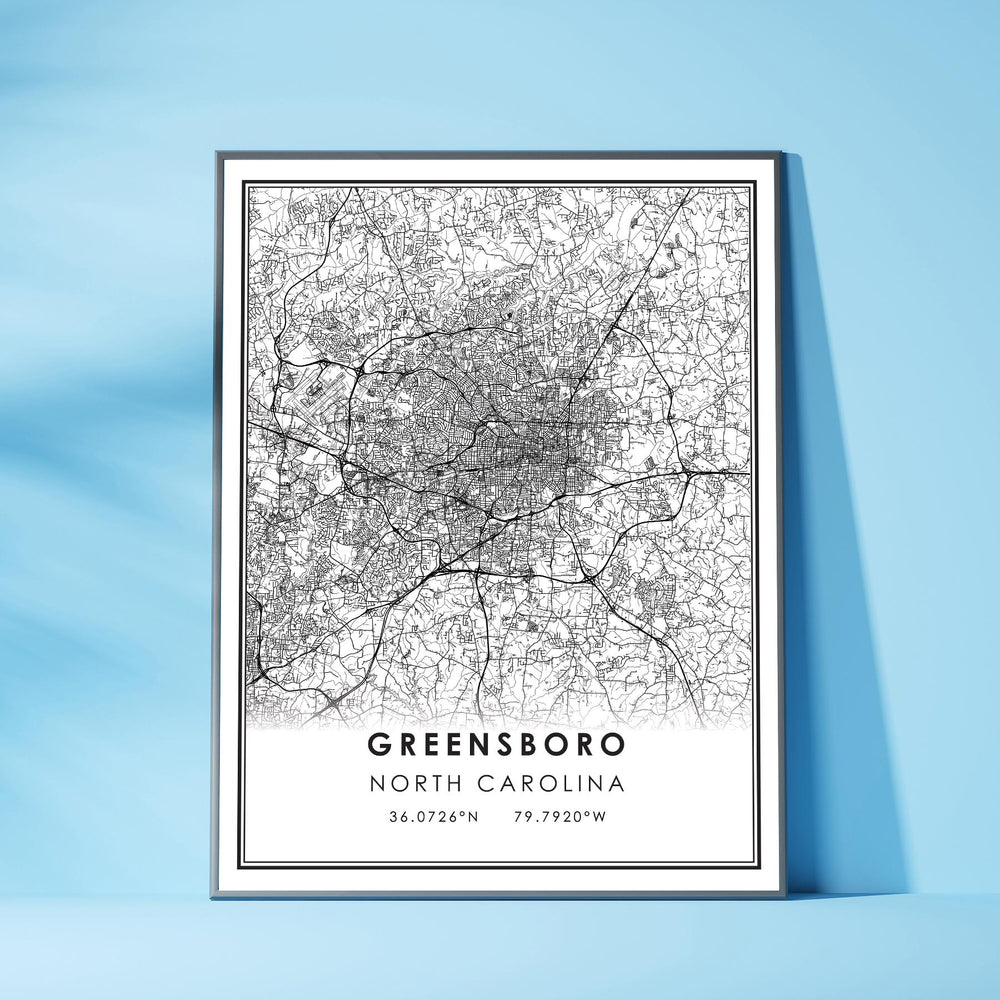 Greensboro, North Carolina Modern Map Print 