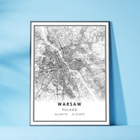 
              Warsaw, Poland Modern City Map Print
            