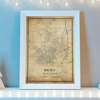 Beloit, Wisconsin Vintage Style Map Print 