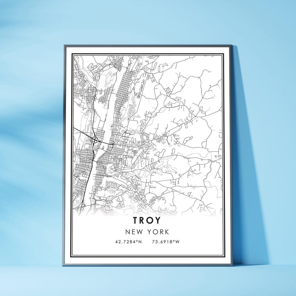 Troy, New York Modern Map Print 