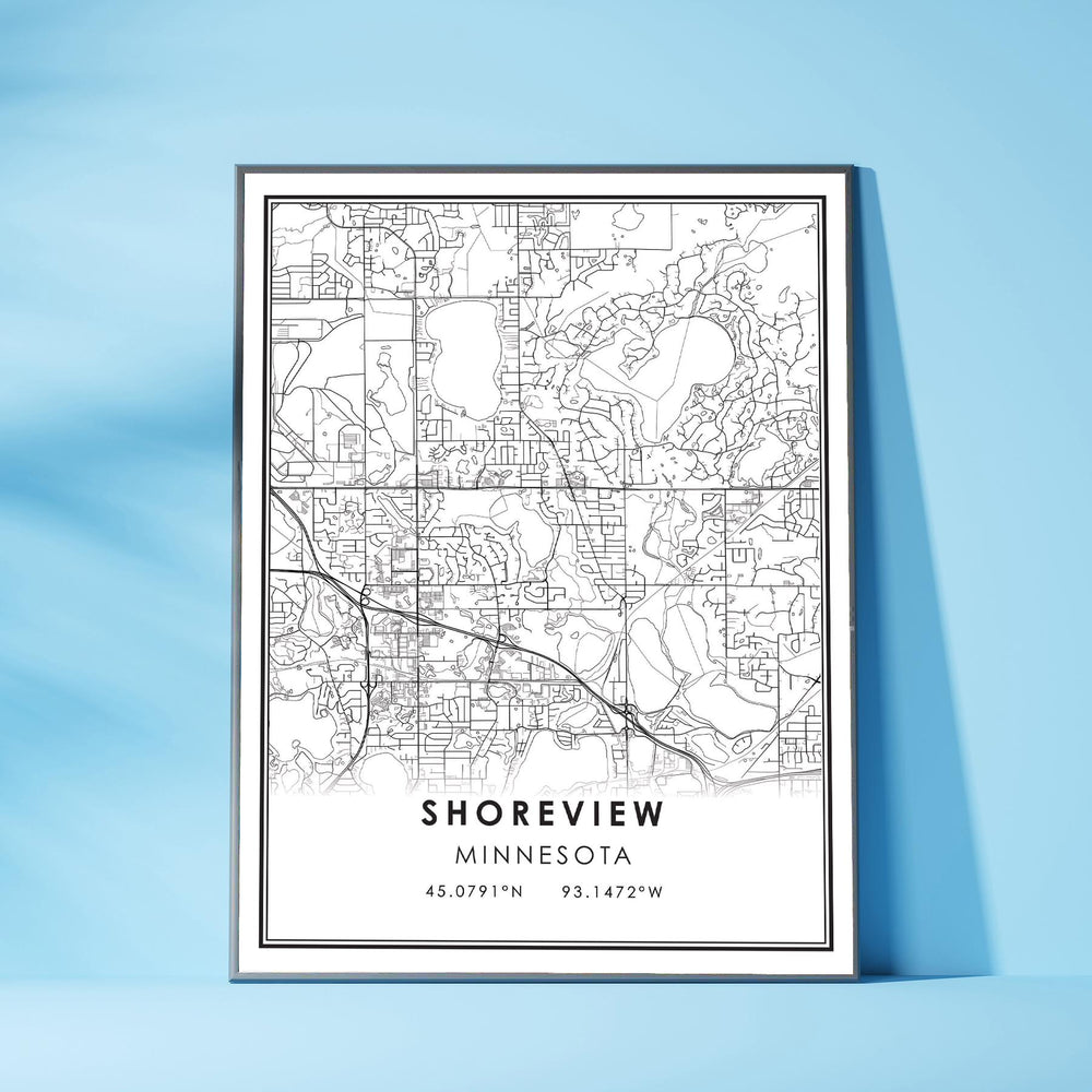 Shoreview, Minnesota Modern Map Print 