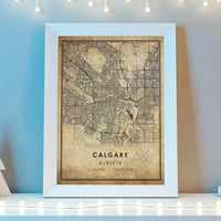 
              Calgary, Alberta Vintage Style Map Print 
            
