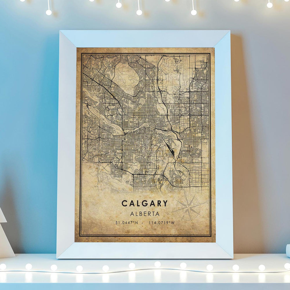 Calgary, Alberta Vintage Style Map Print 