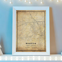 
              Wharton, New Jersey Vintage Style Map Print 
            