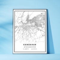 Kandahar, Afghanistan Modern Style Map Print 