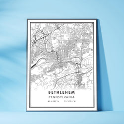 Bethlehem, Pennsylvania Modern Map Print 
