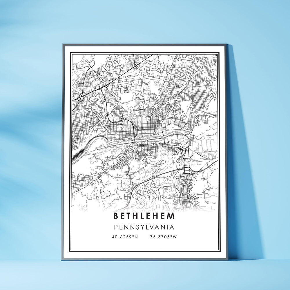 Bethlehem, Pennsylvania Modern Map Print 