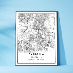 Canberra, Australia Modern Style Map Print 