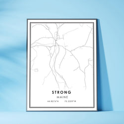 Strong, Maine Modern Map Print 