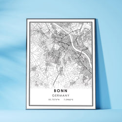 Bonn, Germany Modern Style Map Print 