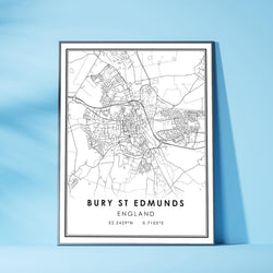 Bury St Edmunds, England Modern Style Map Print 