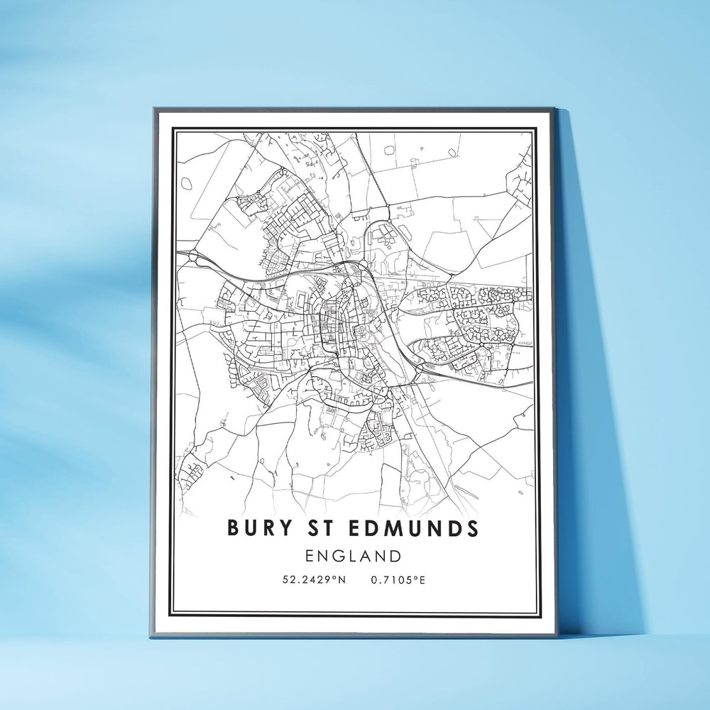 Bury St Edmunds, England Modern Style Map Print 
