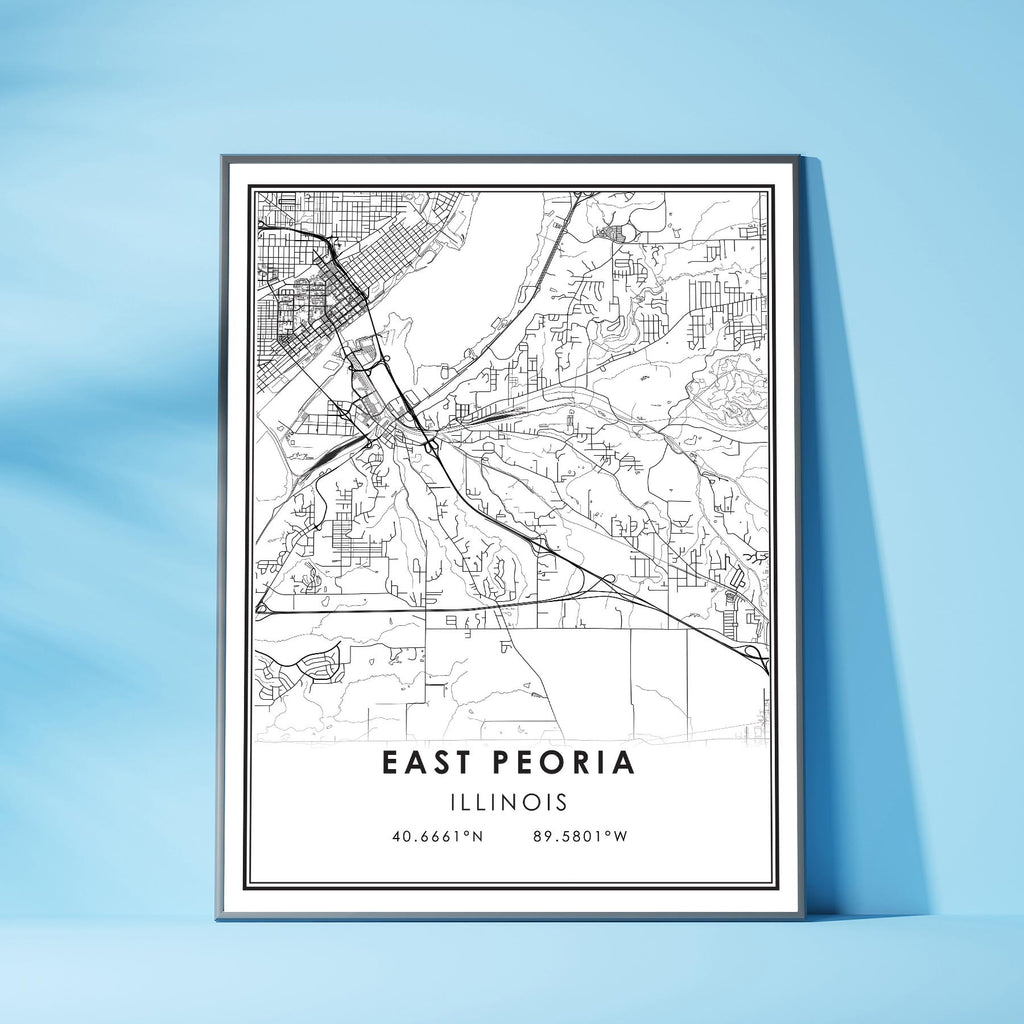 East Peoria, Illinois Modern Map Print 