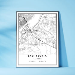 East Peoria, Illinois Modern Map Print 