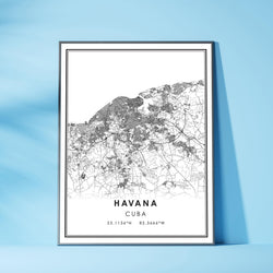 Havana, Cuba Modern Style Map Print 