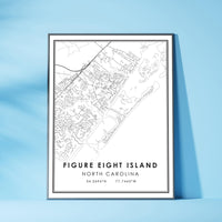 Figure Eight Island, North Carolina Modern Map Print 