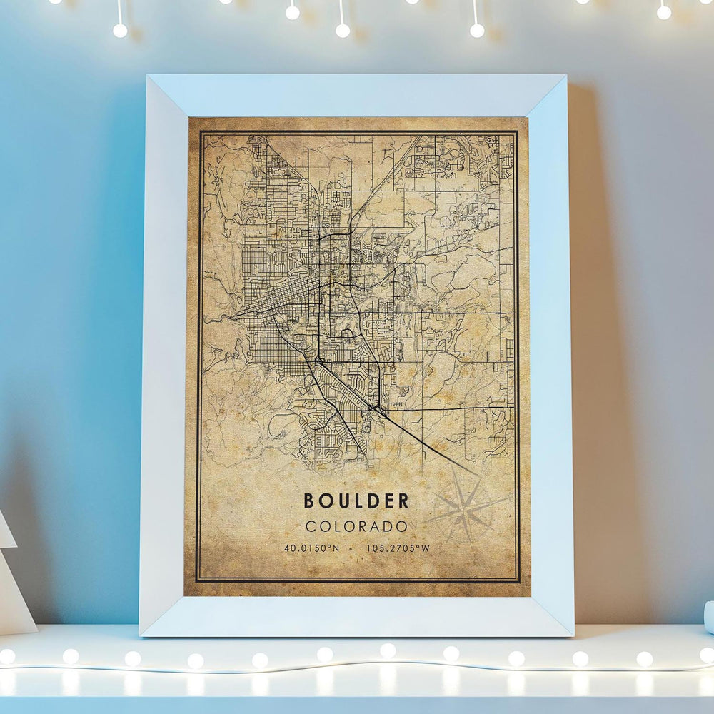 Boulder, Colorado Vintage Style Map Print 