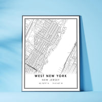 
              West New York, New Jersey Modern Map Print 
            