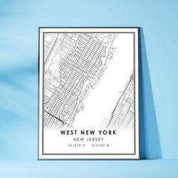 West New York, New Jersey Modern Map Print 