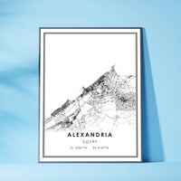 
              Alexandria, Egypt Modern Style Map Print 
            
