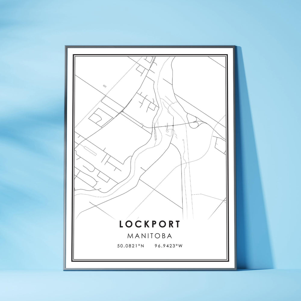 Lockport, Manitoba Modern Style Map Print 