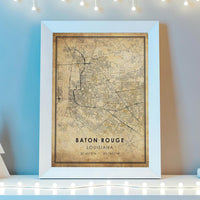 
              Baton Rouge, Louisiana Vintage Style Map Print
            