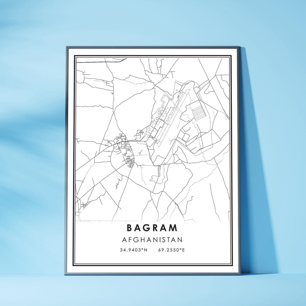 Bagram, Afghanistan Modern Style Map Print 