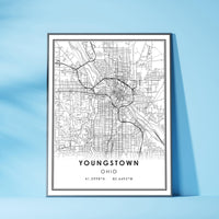 
              Youngstone, Ohio Modern Map Print 
            