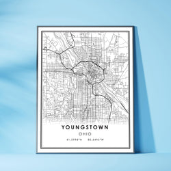Youngstone, Ohio Modern Map Print 