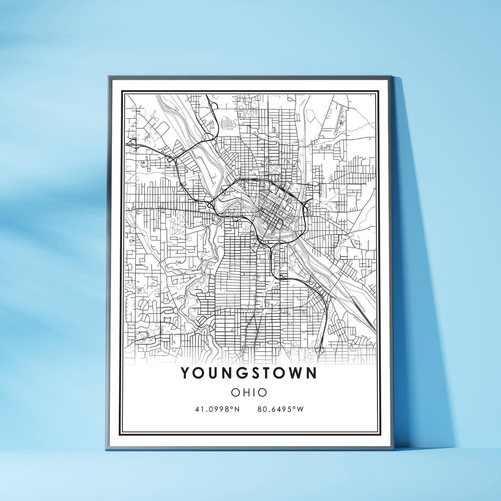 Youngstone, Ohio Modern Map Print 