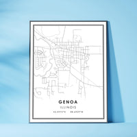 Genoa, Illinois Modern Map Print 