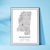 
              Mississippi, United States Modern Style Map Print 
            