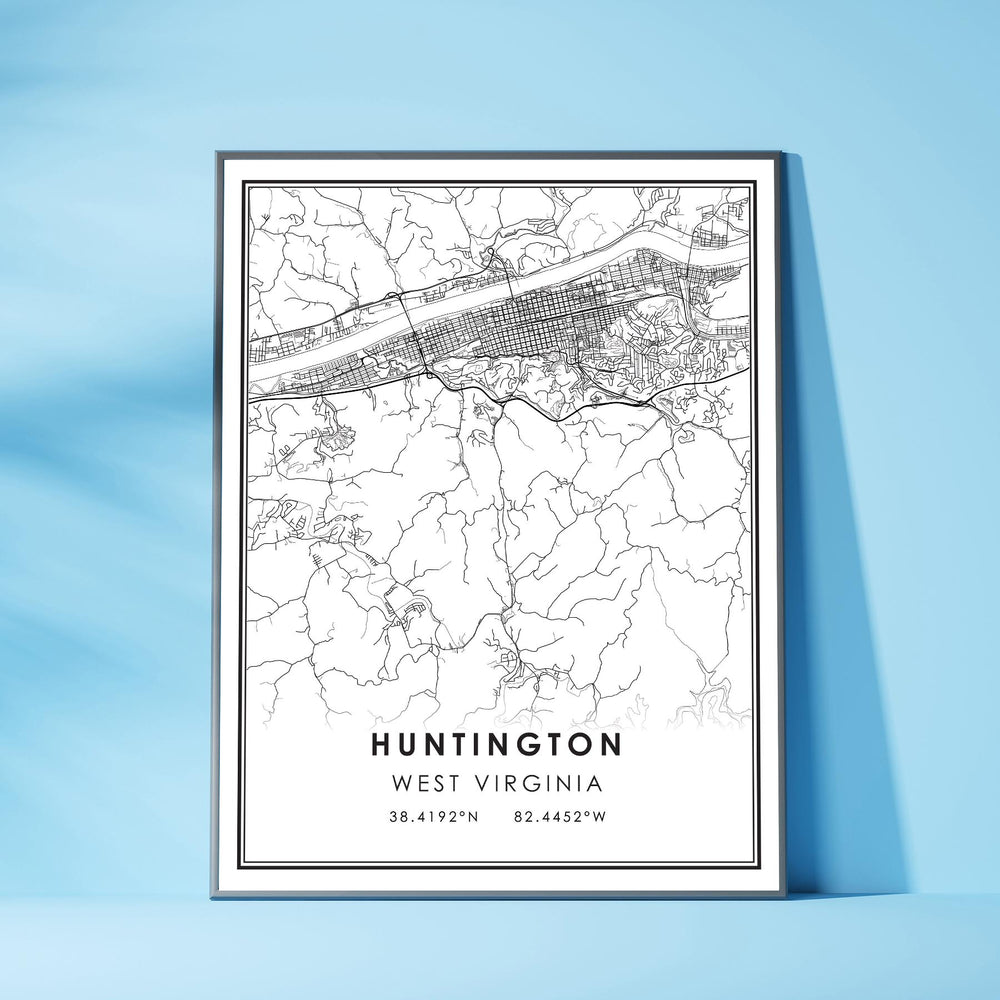 Huntington, West Virginia Modern Map Print 
