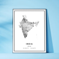 
              India, Asia Modern Style Map Print 
            