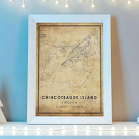 Chincoteague Island, Virginia Vintage Style Map Print 