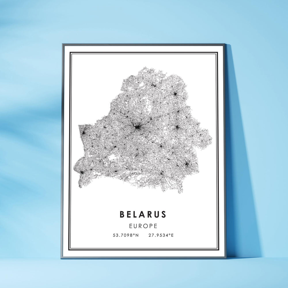 Belarus, Europe Modern Style Map Print 