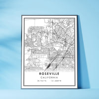 
              Roseville, California Modern Map Print 
            