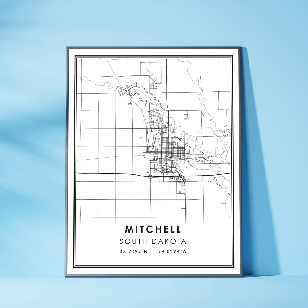 Mitchell, South Dakota Modern Map Print 