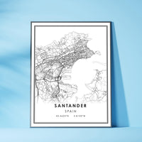 
              Santander, Spain Modern Style Map Print 
            