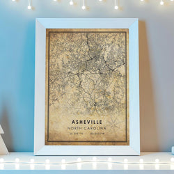Asheville, North Carolina Vintage Style Map Print 