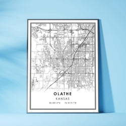 Olathe, Kansas Modern Map Print 