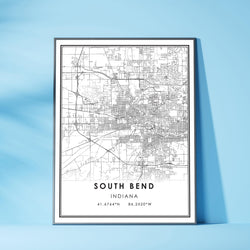 South Bend, Indiana Modern Map Print 