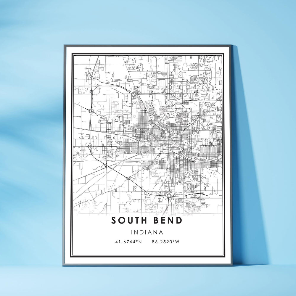 South Bend, Indiana Modern Map Print 