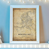 
              Montego Bay, Jamaica Vintage Style Map Print 
            