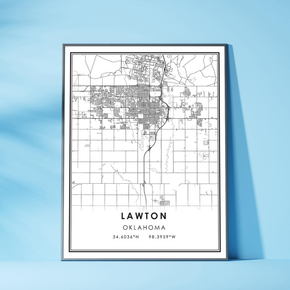 Lawton, Oklahoma Modern Map Print 