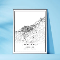  Casablanka, Morocco Modern Style Map Print 