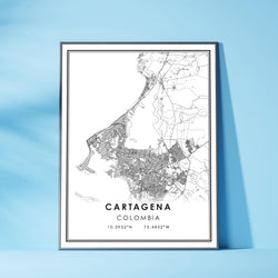 Cartagena, Colombia Modern Map Print 